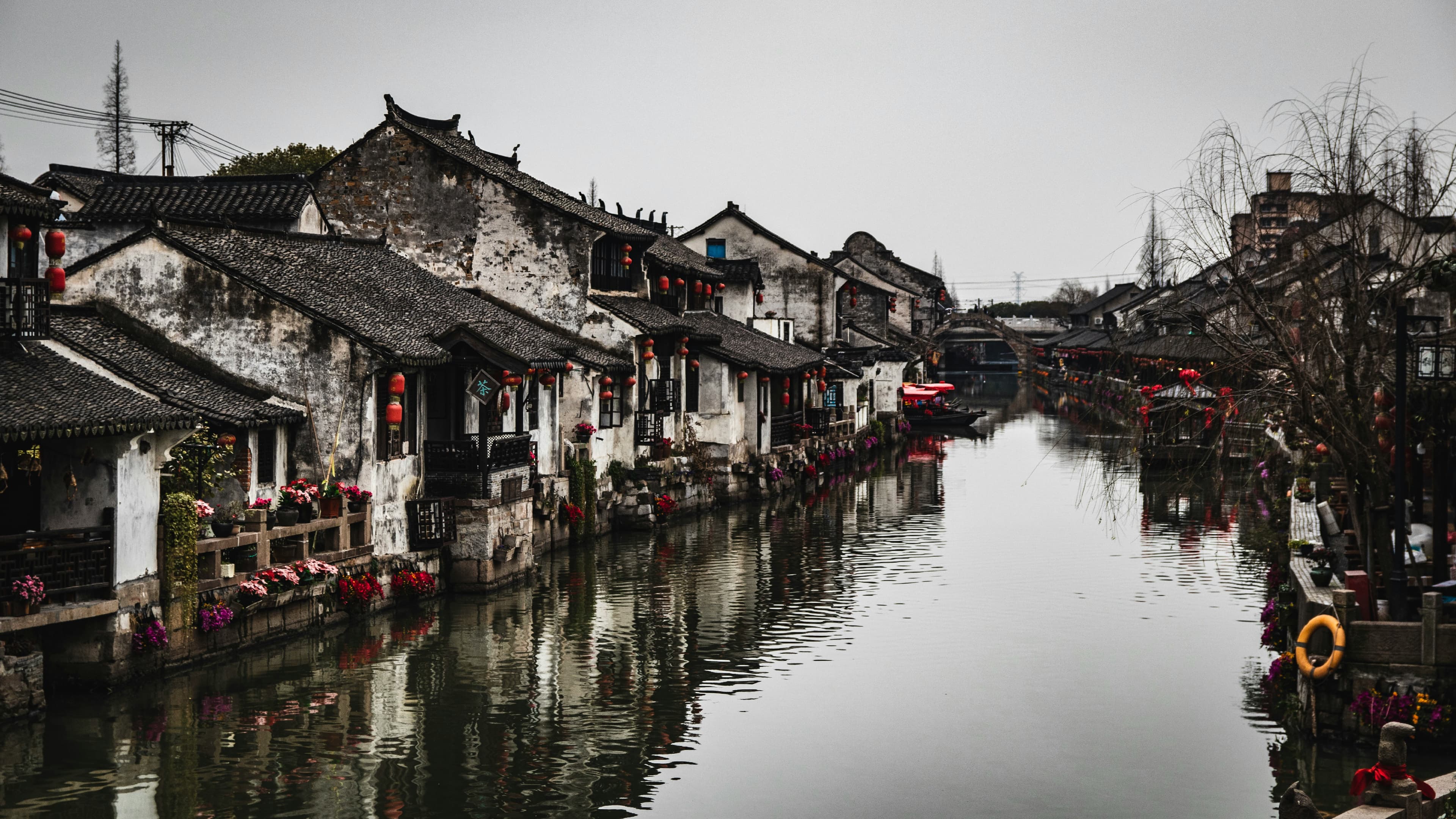 Fengjing water town, Shanghai — old stone bridges and canal houses